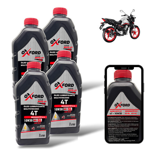 Kit 4 Óleo De Motor 10w30 Oxford 4 Tempos Api Sl Ma2 4 Litro em Oferta na Shopee
