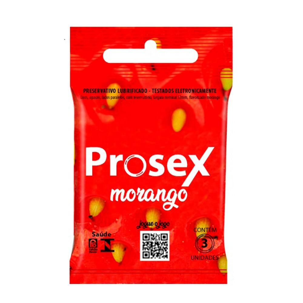Preservativo Prosex Morango Lubrificado 3 Unidades em Oferta na Shopee