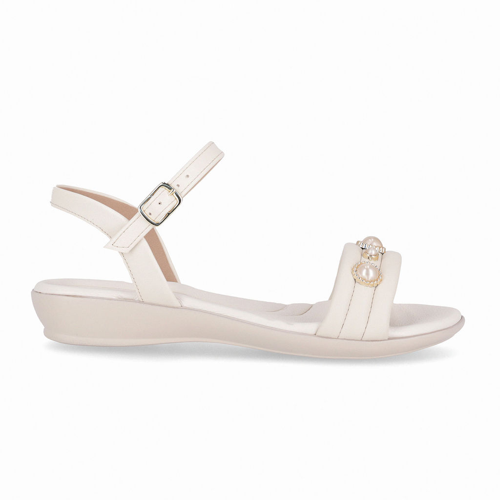 Sandália Camila Anabela Baixo Off White em Oferta na Shopee