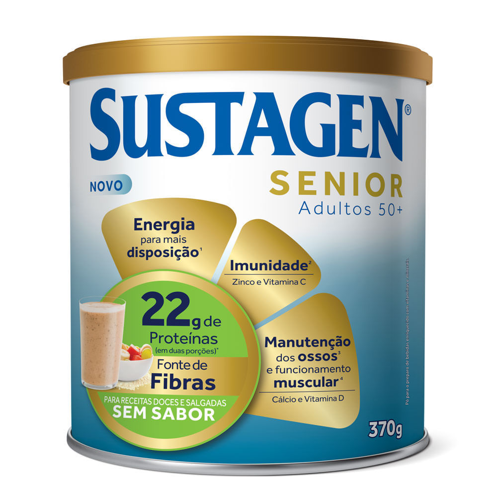 Complemento Alimentar Sustagen Senior Adultos 50+ Sem Sabor 370g em Oferta na Shopee
