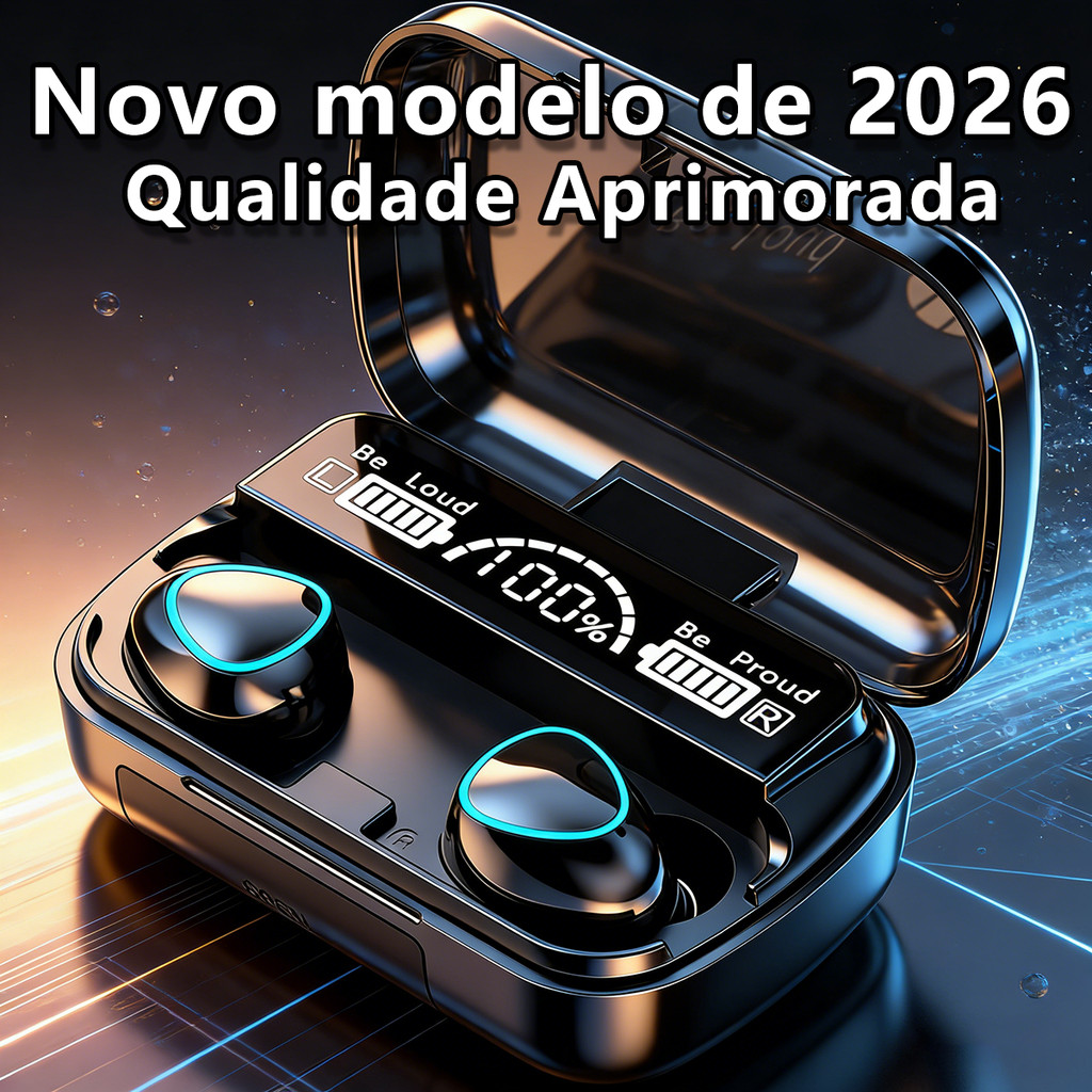 ✨ 2026 Versão Atualizada Fone Bluetooth 5.3 TWS Baixa Latência Para Jogos LED Touch Água Prova