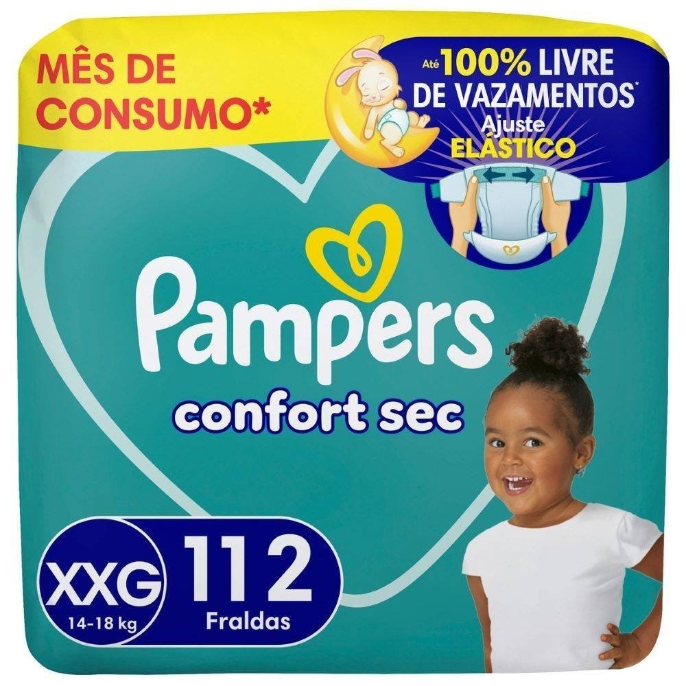 Fralda Pampers Confsec Jumbo Xxg 112 Unidades em Oferta na Shopee