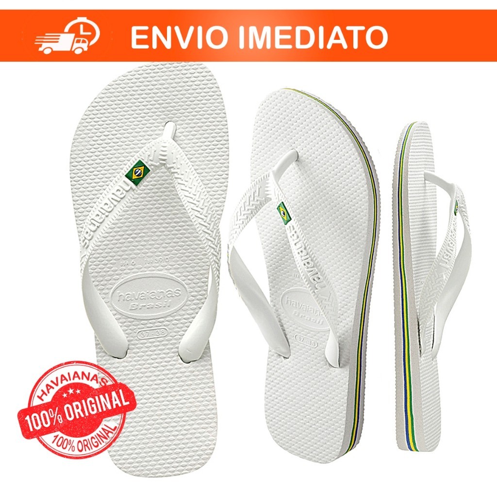 Havaianas Brasil branca com listras na lateral 100% ORIGINAL chinelo bandeirinha brasil unissex