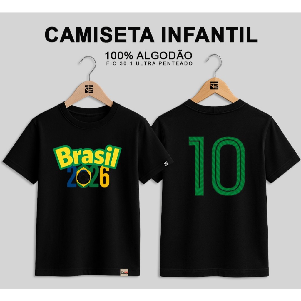 Camiseta infantil Algodão Ultra Penteado Macio Brasil Blusa Criança Confortável |ENVIO IMEDIATO|