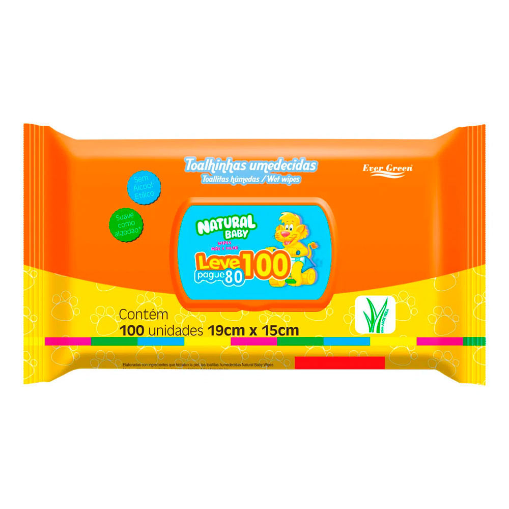 Toalha Umedecida Natural Baby Leve 100 Pague 80 Unidades em Oferta na Shopee