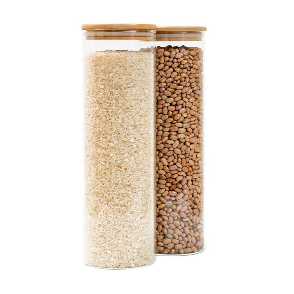 Kit 2 potes de vidro 2L tampa de bambu herméticos redondos - Tüd em Oferta na Shopee