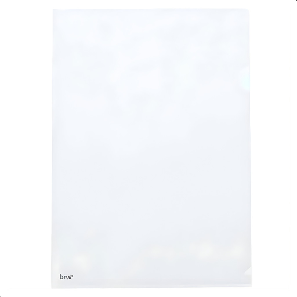 Kit 100 Pasta L A4 BRW Transparente Organizadora para Documentos Escolar Escritório Proteção A4