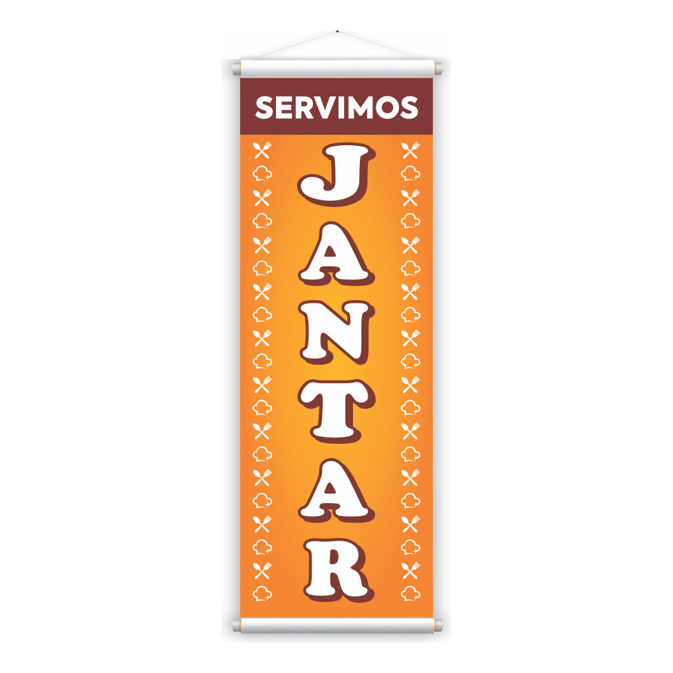Banner Pronto Faixa Servimos Jantar Restaurante 1 x 0,30 cm