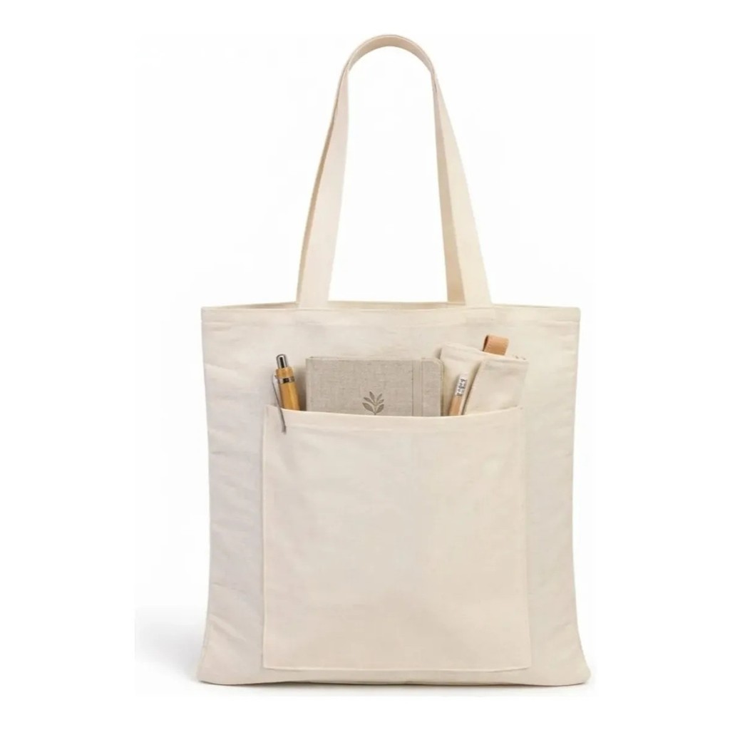 Ecobag Algodão Cru Sacola Ecológica Tote Bag Reutilizável Com 1 ou 2 Bolsos Bolsa Ecobag Grande Resistente Compras