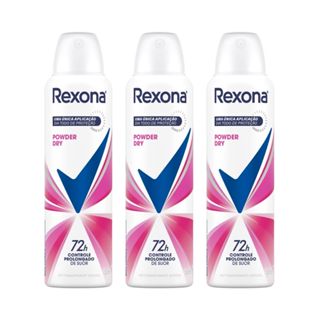 Kit 3 Desodorante Antitranspirante Aerosol Feminino Rexona Powder Dry 72 horas 150ml em Oferta na Shopee