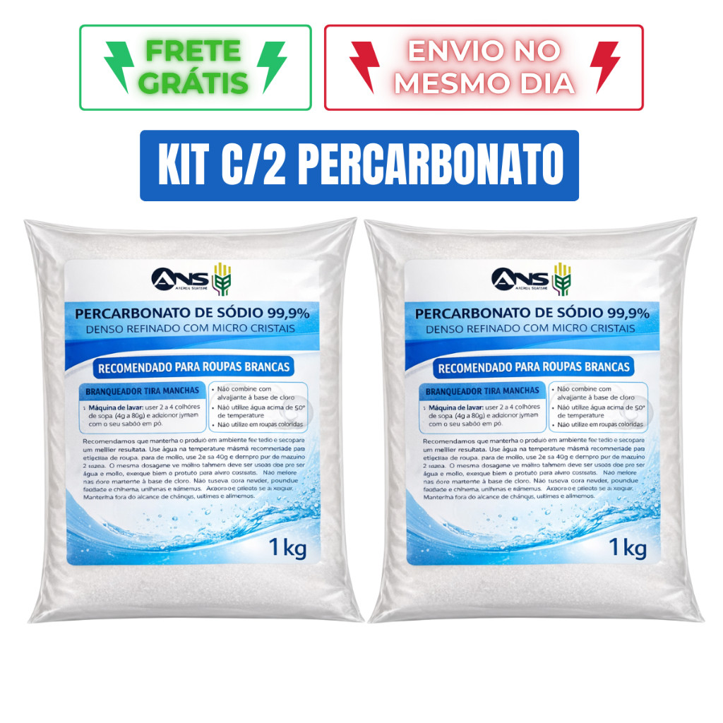 Percarbonato de Sódio Puro 1kg Original ANS Agraria em Oferta na Shopee