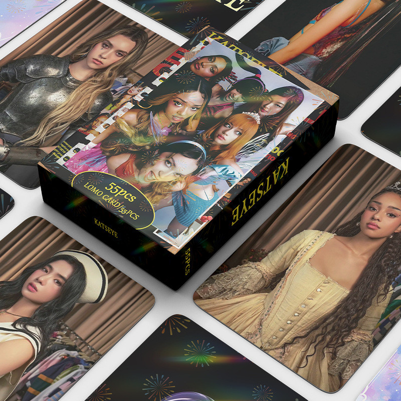 30-124pcs KATSEYE Cartões Postais A Laser Em Forma De Coração 2026 Saudações Da Temporada Internet Girl Lomo Cards SOPHI