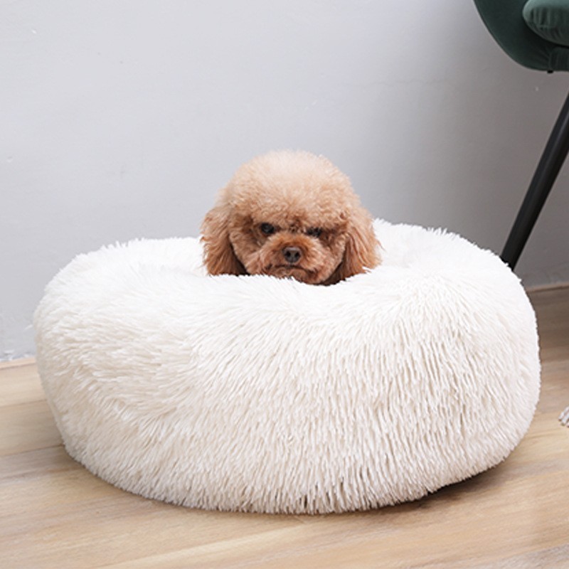 Canil Donut Pelúcia Inverno Ninho para Animais de Estimação Ninho de Gato Quente Suprimentos para Animais de Estimação C