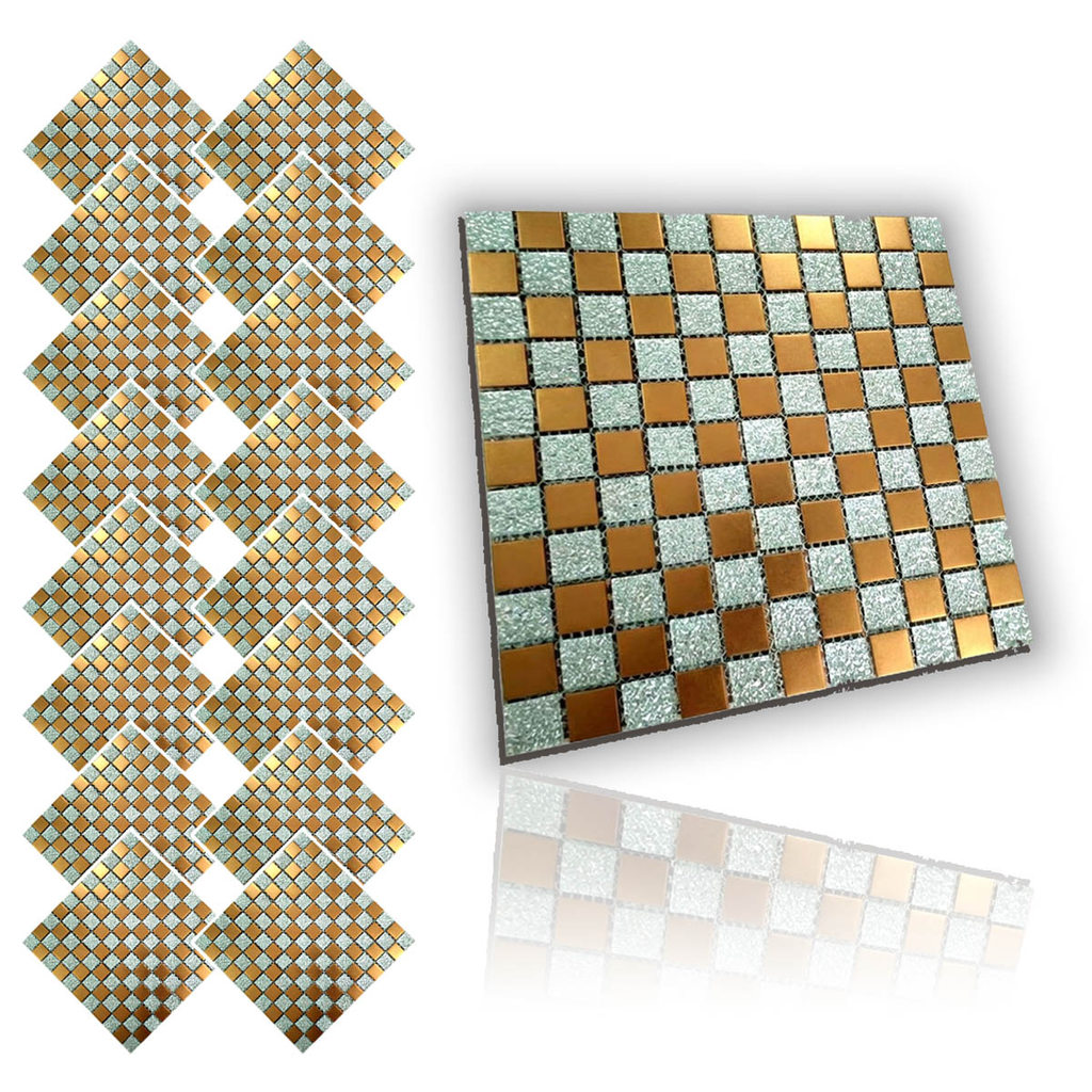 Pastilha De Vidro Adesiva Kit 16 Uni Cozinha Lavabo Banheiro Sala Decorativa Moderna Reforma Requintado Facil Aplicacao