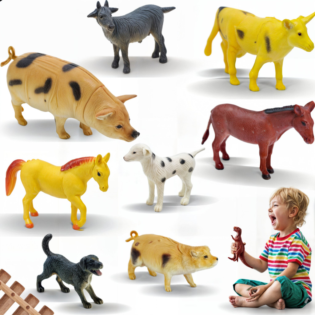 Kit Brinquedo Emborrachado Animais Da Fazendinha Infantil