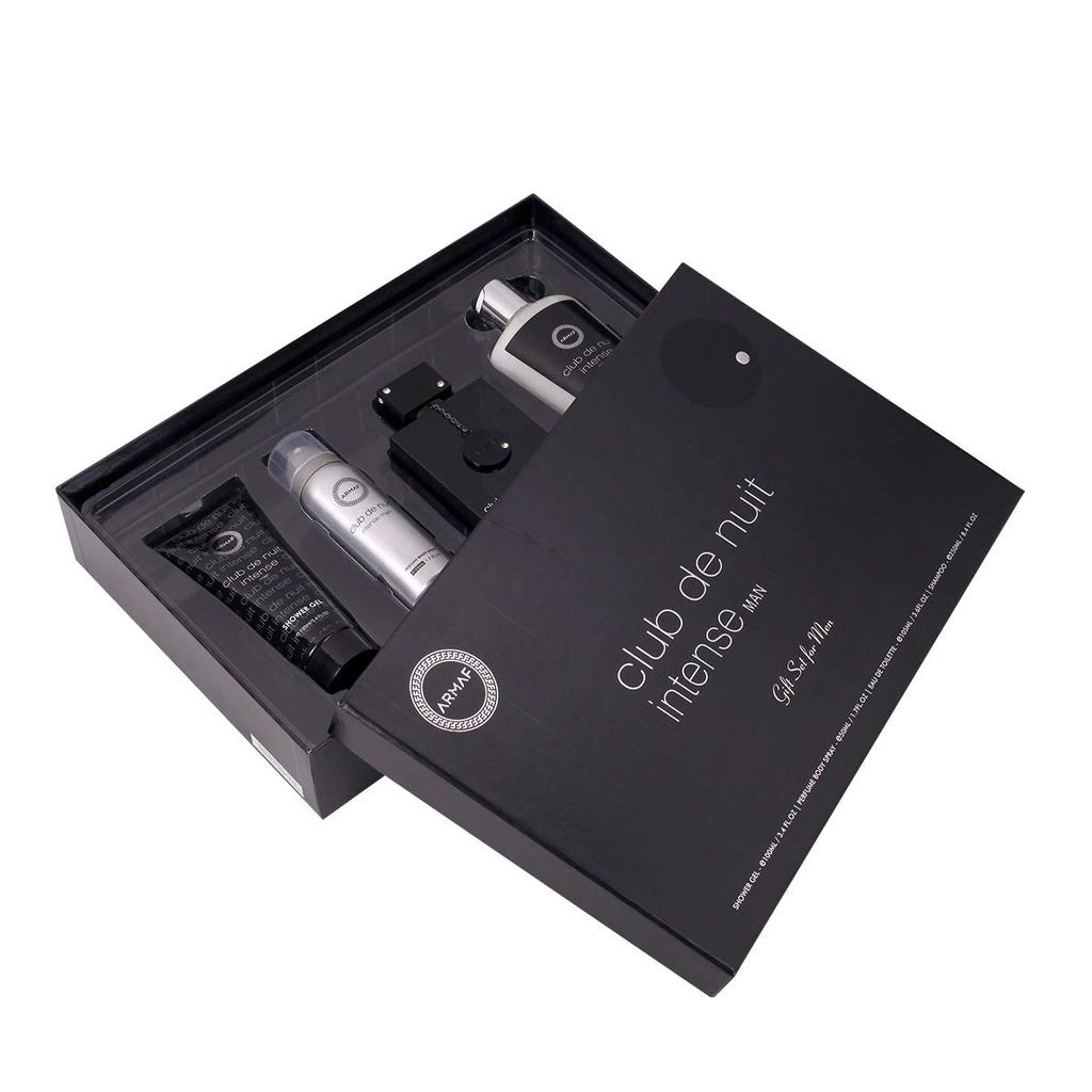 Conjunto Armaf Club de Nuit Intense for Men 4 Peças (Eau de Toilette de 3.6 Onças + Spray Corporal de 1.7 Gel de Banho d