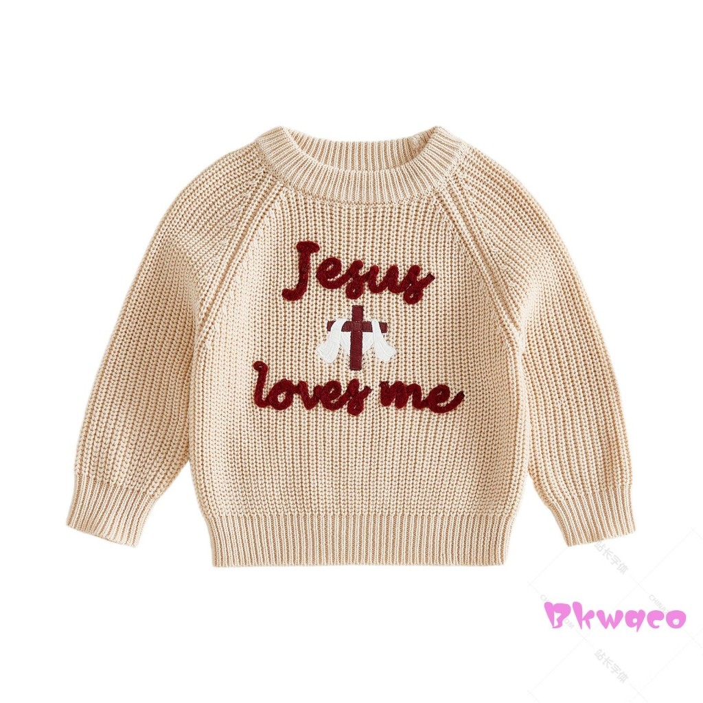 Bkw-Suéter De Páscoa Para Bebês Meninos Com Letras Cruzadas Bordadas Manga Comprida Gola Redonda Blusas De Malha Primave