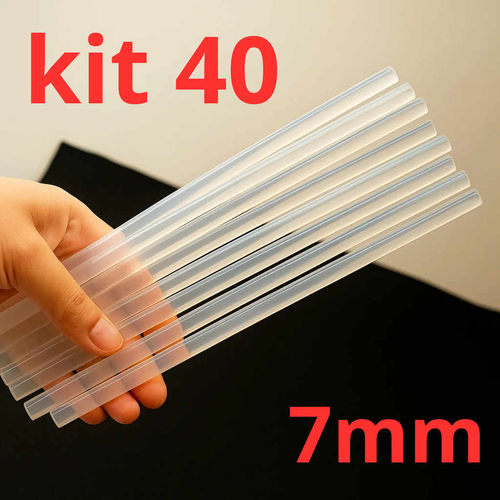 Kit 40 Refil Bastão Cola Quente Fina 7mm Transparente em Oferta na Shopee