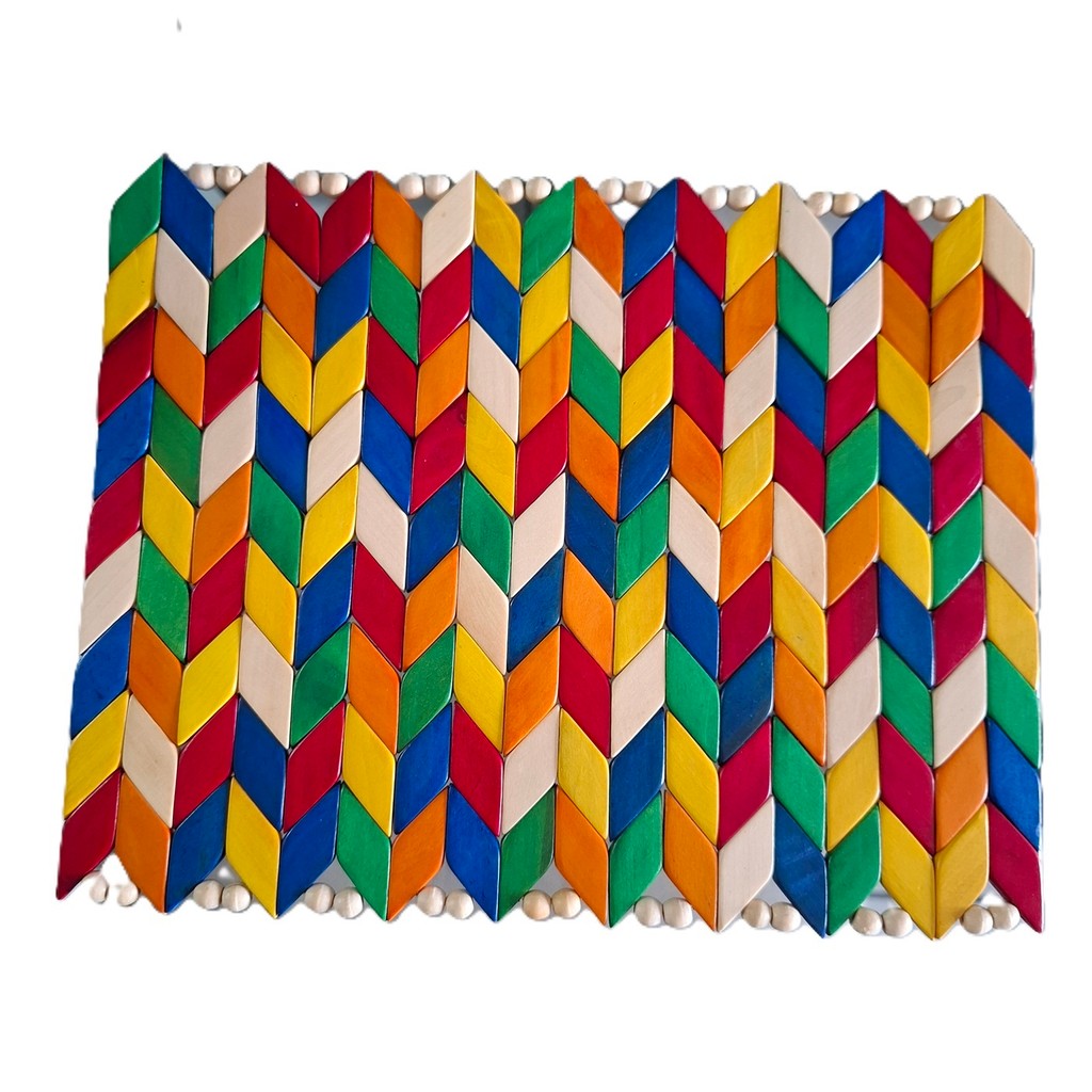 Base Descanso Panela Madeira Retangular Colorida 27cm x 21cm