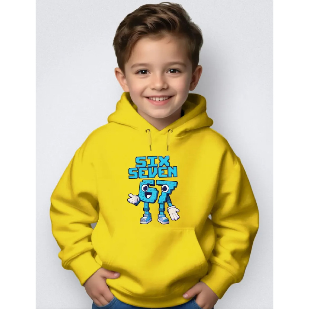 Blusa Moletom Infantil Canguru flanelado Unissex Capuz Inverno Six Seven Meme Lançamento
