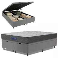 Cama Box Baú Colchão Queen Ortopédico Espuma D33 Hiper 158x198x60cm