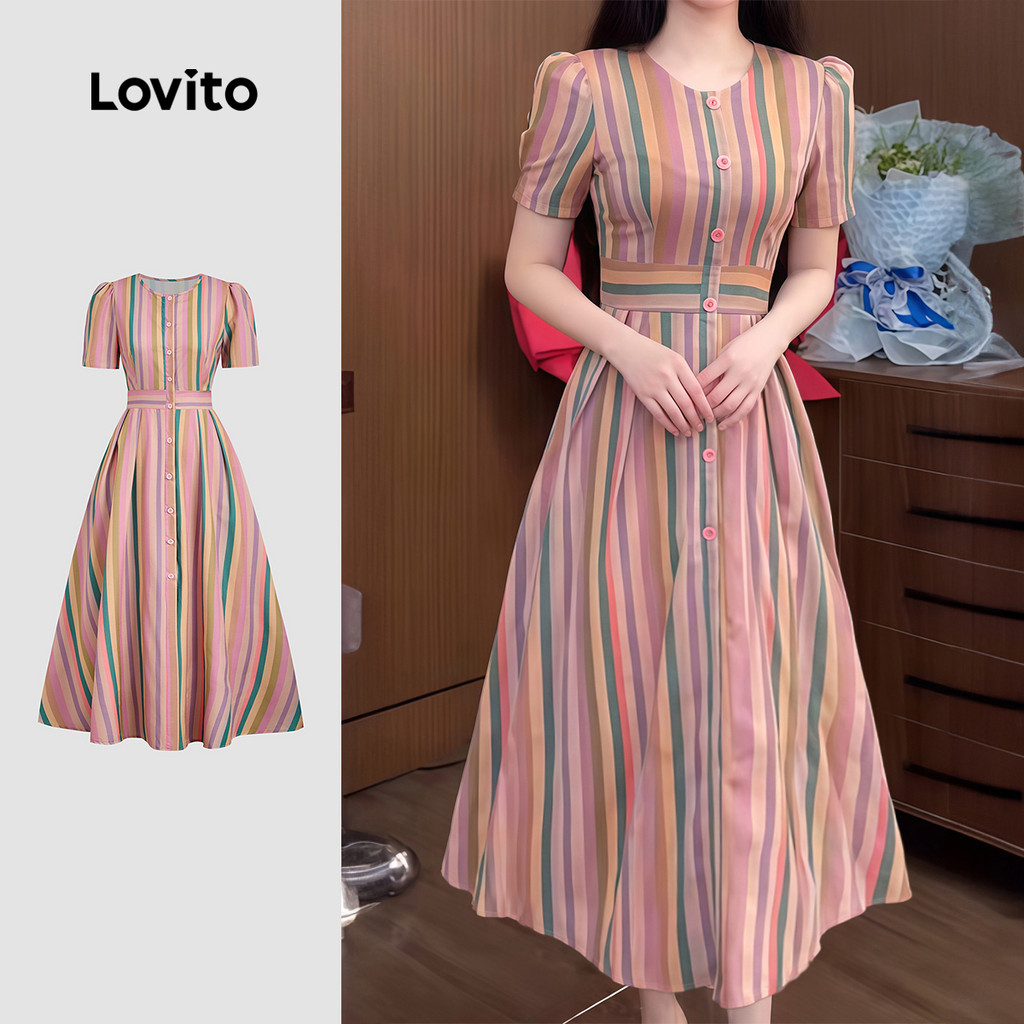Lovito Padrão de Vestido Elegante Vestido de Primavera/verão para mulheres L178ED1531 em Oferta na Shopee
