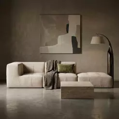 Sofá Modular 2 Lugares 1 Braço com Chaise em Boucle Confortável Para Sala Moderna Premium