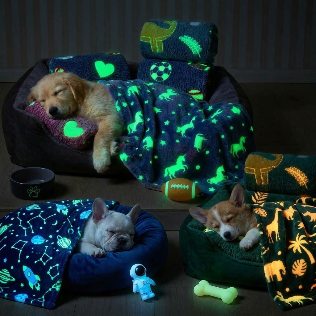 Cobertor Brilhante, Manta Pet ou Mantinha para Bebê 0,95cm X 0,85cm Brilha no Escuro Antialérgico