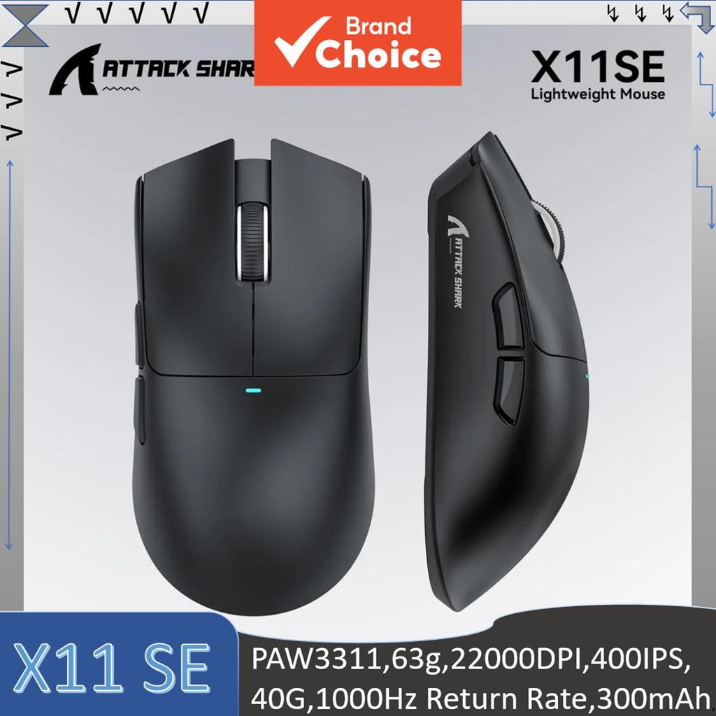  Mouse Gamer Leve com Três Modos ATTACK SHARK X11 SE, Vida Útil de 20 Milhões de Ciclos HUANO, PAW3311, 63g, 22000DPI,