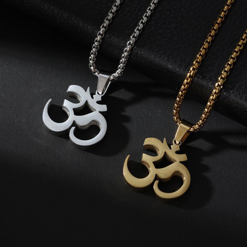 Aço Inoxidável Aum Sânscrito Yoga Chakra Pingente Na Moda Om Colar Para Mulheres Jóias Presente Do Dia Das Mães