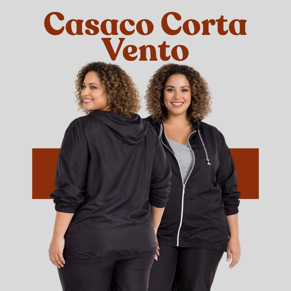 Jaqueta Plus Size Corta Vento Unissex Com Capuz Ideal Para Frio E Vento 103827-C1