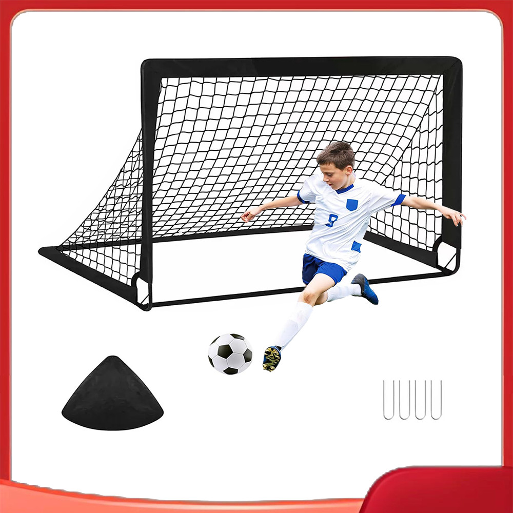 1 gol de treinamento de futebol 120 * 90 cm preto com 4 pregos terrestres e 1 bolsa de armazenamento preta portátil