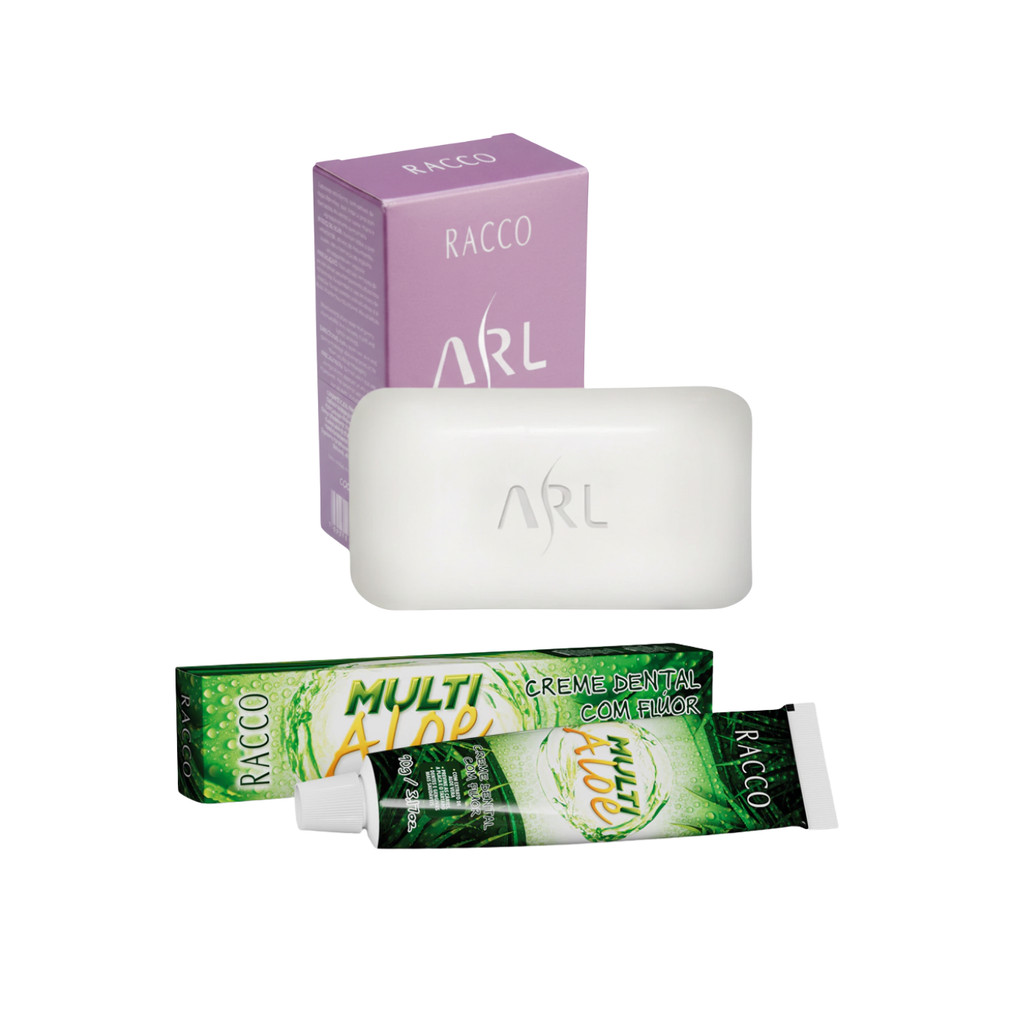 Combo Cuidado Diário Racco Creme Dental Aloe Sabonete Algas