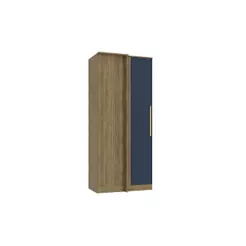 Guarda-Roupa de Canto Reto 1 Porta Kappesberg Adapt Nogueira/Azul Profundo 100cm