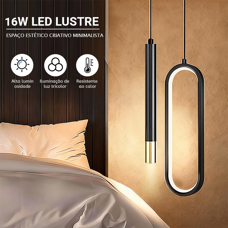 💡💡💡luminária pendente led lustre pendente led luminária de teto led tricolor  bivolt 110v 220v oval preta para quarto