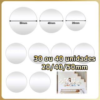Kit 30/40 Espelho acrílico espelho redondo autoadesivo para montagem na parede espelho de parede para academia