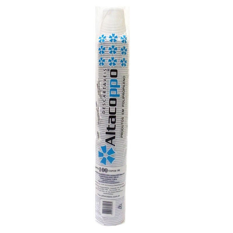 Copo plástico descartável Super Premium Branco 200ml 100und Altacoppo