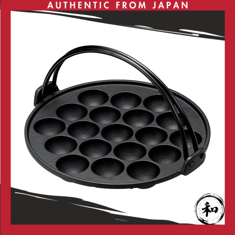 Ishigaki Chapa de Ferro Fundido para Takoyaki, 19 Cavidades, 24×22,2×4,7 cm, Compatível com Fogo Direto e Fogareiro a