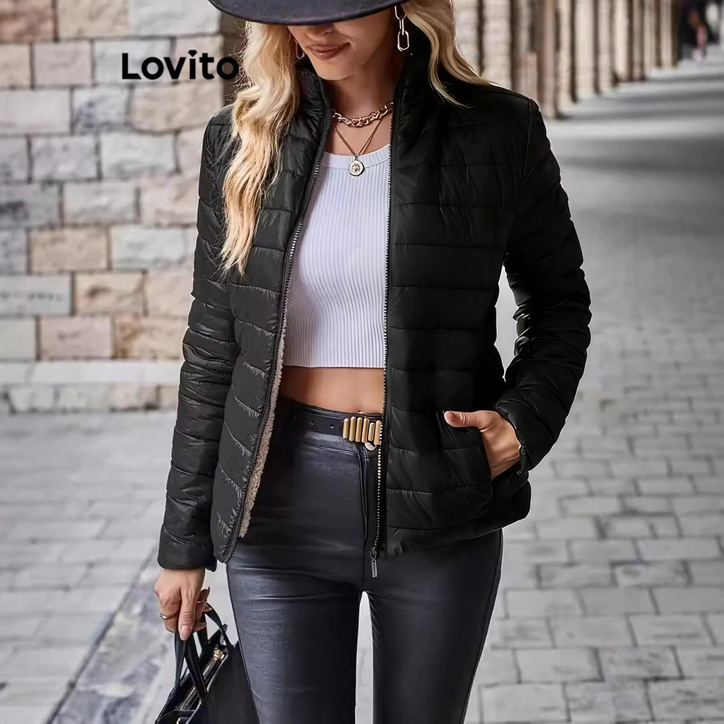 Lovito Casaco Casual Com Bolso Simples Para Mulheres LNL99575