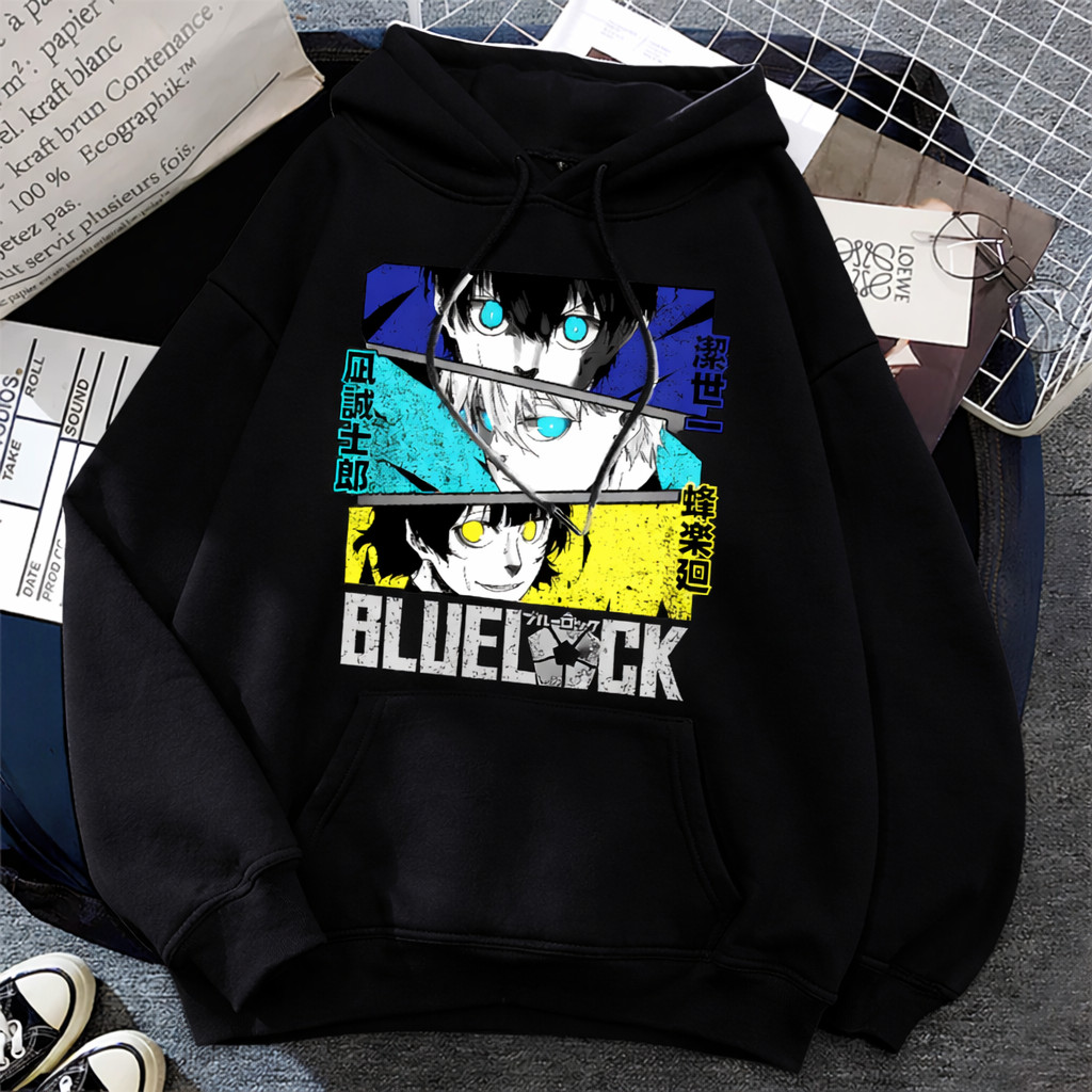 Moletom Canguru Blusa Blue Lock Anime Yoichi Isagi Seishiro Nagi Meguru Bachira Unissex Premium