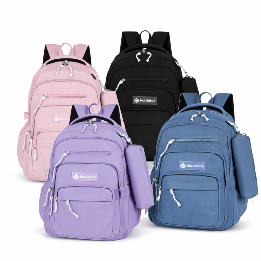 Mochila Unissex Escolar Grande Nylon Estojo Notebook