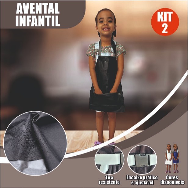 Kit 2 Avental  PVC Infantil para crianças se alimentar, utilizar durante atividades artísticas.