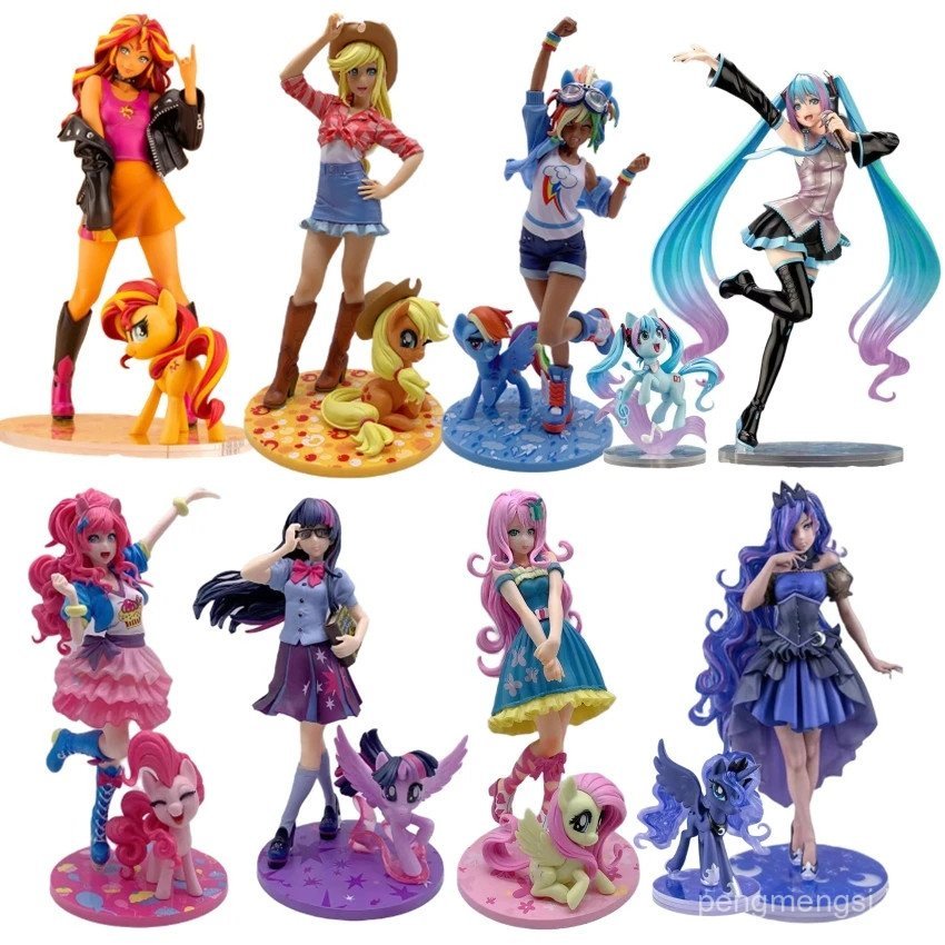 22CM My Little Pony Bishoujo Hatsune Miku Pinkie Pie Fluttershy Twilight Sparkle Figura de Ação Boneca de PVC