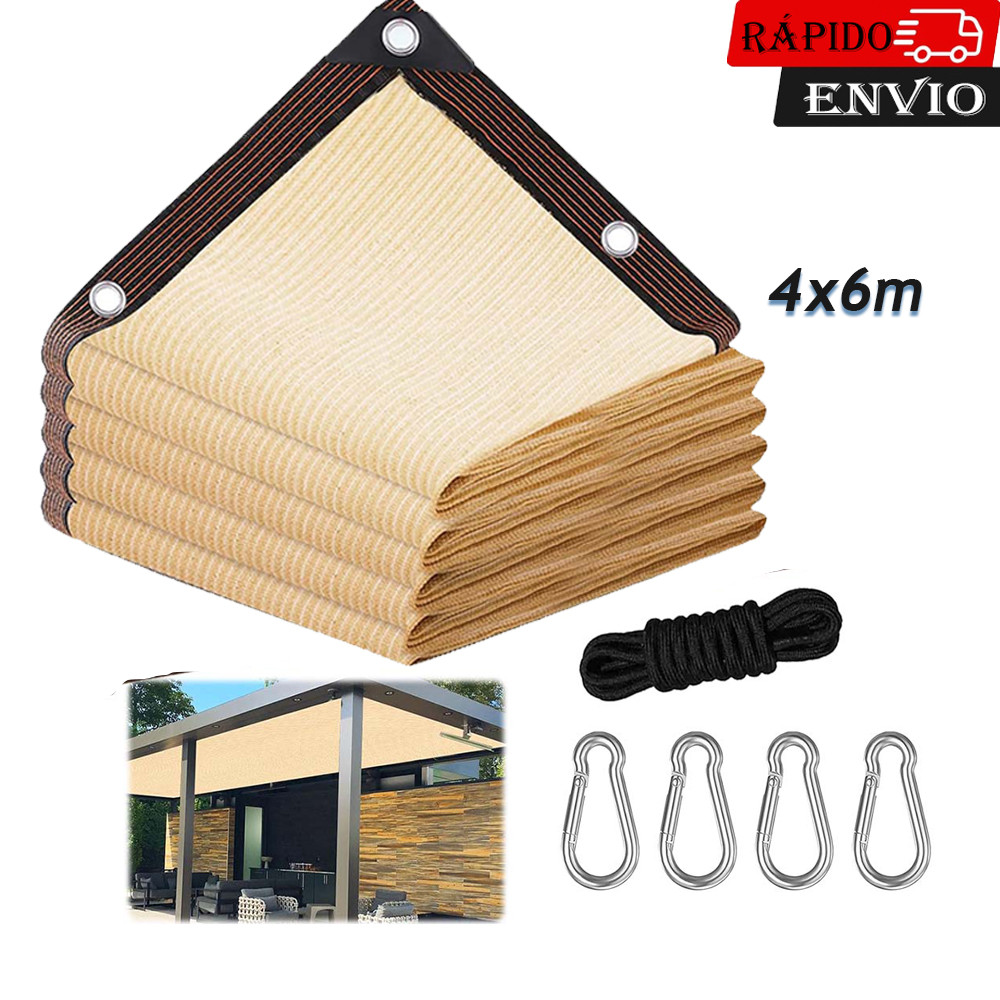 bege pano de sombra para jardim 4×6m cobertura de sombra para exterior pérgola plantas de pátio de pendurar capa de rede
