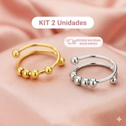 KIT 2 Anéis Anti Stress Ansiedade Mau Humor Alívio Autocontrole Calmante Bolinhas Ajustável Lindo