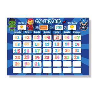Quadro Educativo Infantil Calendário Interativo Tema Heróis em Oferta na Shopee