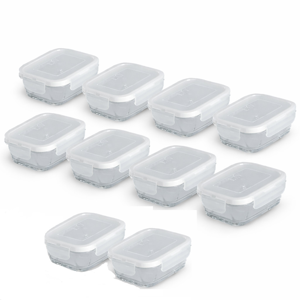 Kit 10 Potes Vidro 400ml Hermético Marmita Forno Refratário