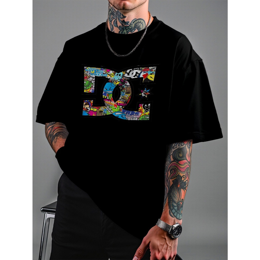 [Camiseta Premium em Algodão Puro]GXG Camiseta Camisa Oversized Algodão fio 30.1 penteado DC Street Collage Streetwear U