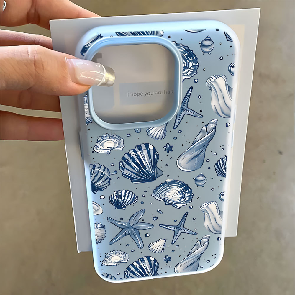 Ocean Shell 2 Em 1 Capa Capinha Para iPhone 17 Air 16 15 14 Plus 13 12 11 Pro Max 16e Fosco Silicone Anti-Impacto em Oferta na Shopee