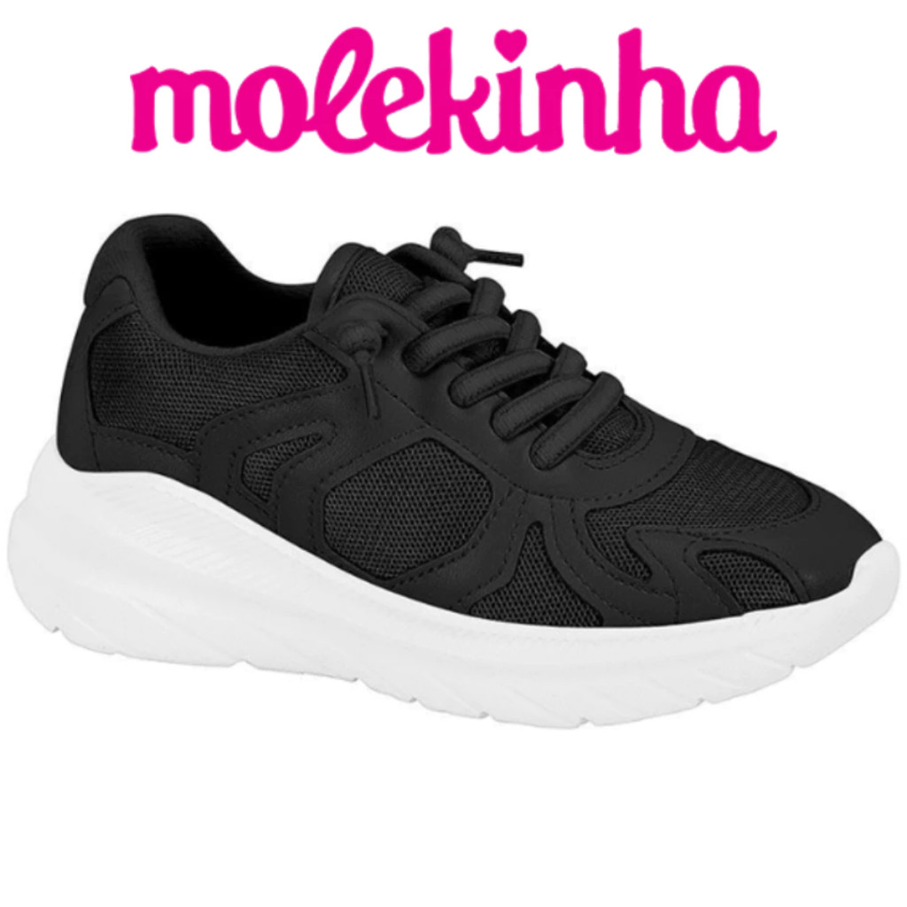 Tênis Infantil Esportivo Leve Menina Molekinha Preto Escolar Passeio Confortável ORIGINAL em Oferta na Shopee